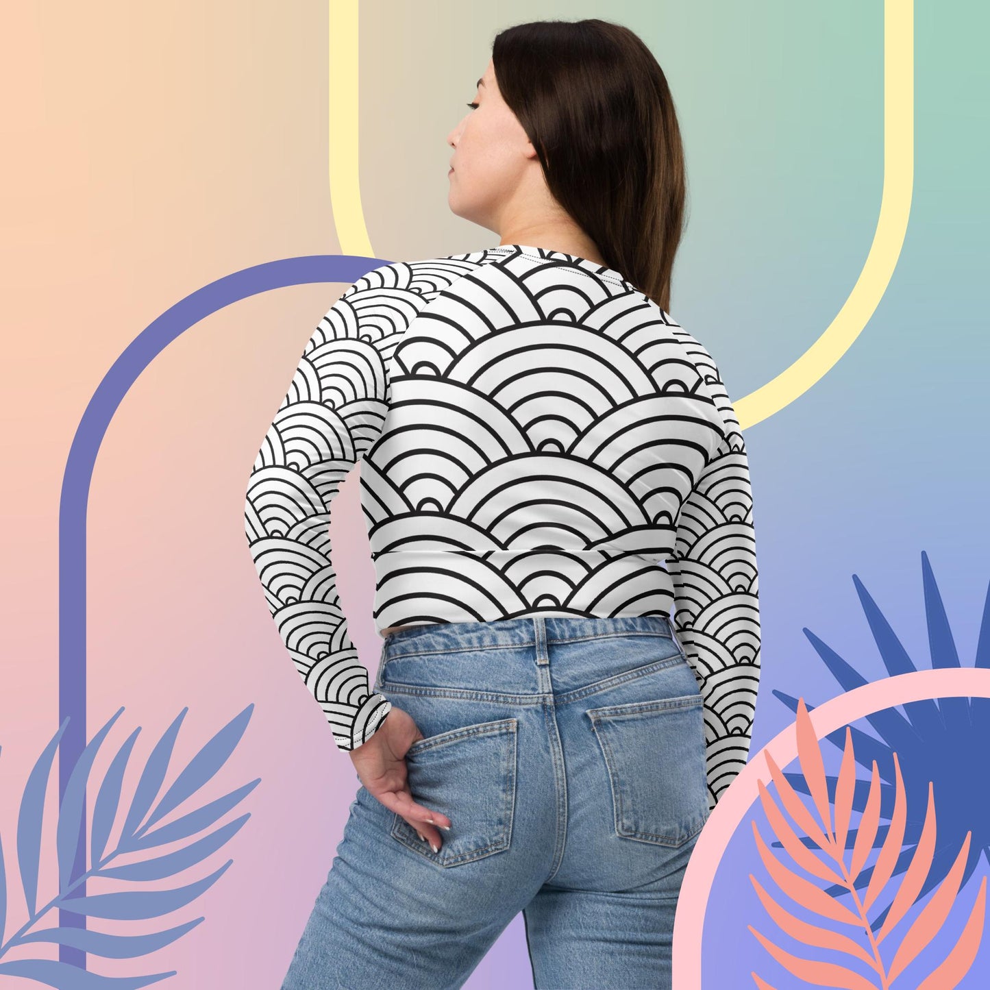 W/B Japanese Waves - Recycled long-sleeve crop top