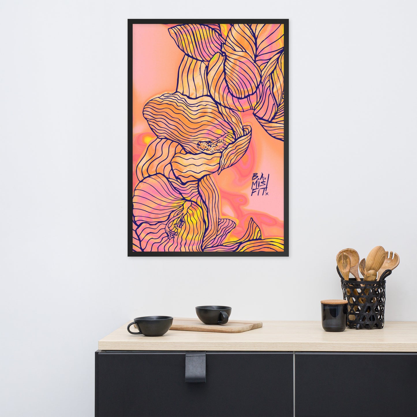 Cascading Freesia (PiNK) Framed poster