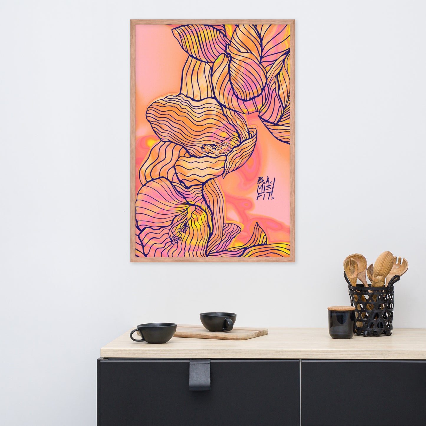 Cascading Freesia (PiNK) Framed poster