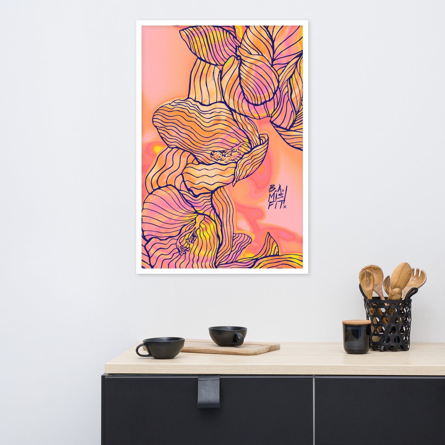 Cascading Freesia (PiNK) Framed poster