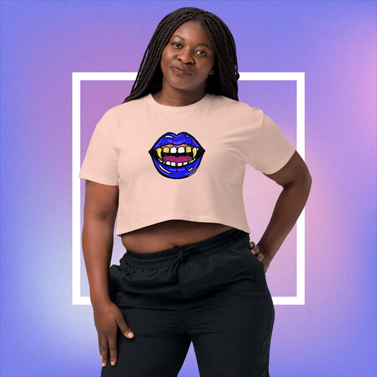 Gaps, Grills, & Fangs (Blue) Women’s crop top