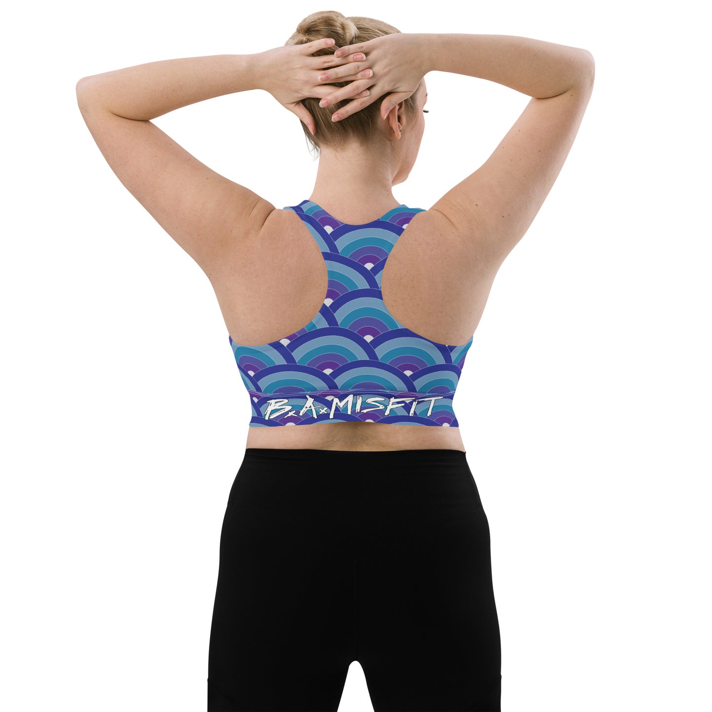 Purple & Blue Japanese Waves Longline sports bra