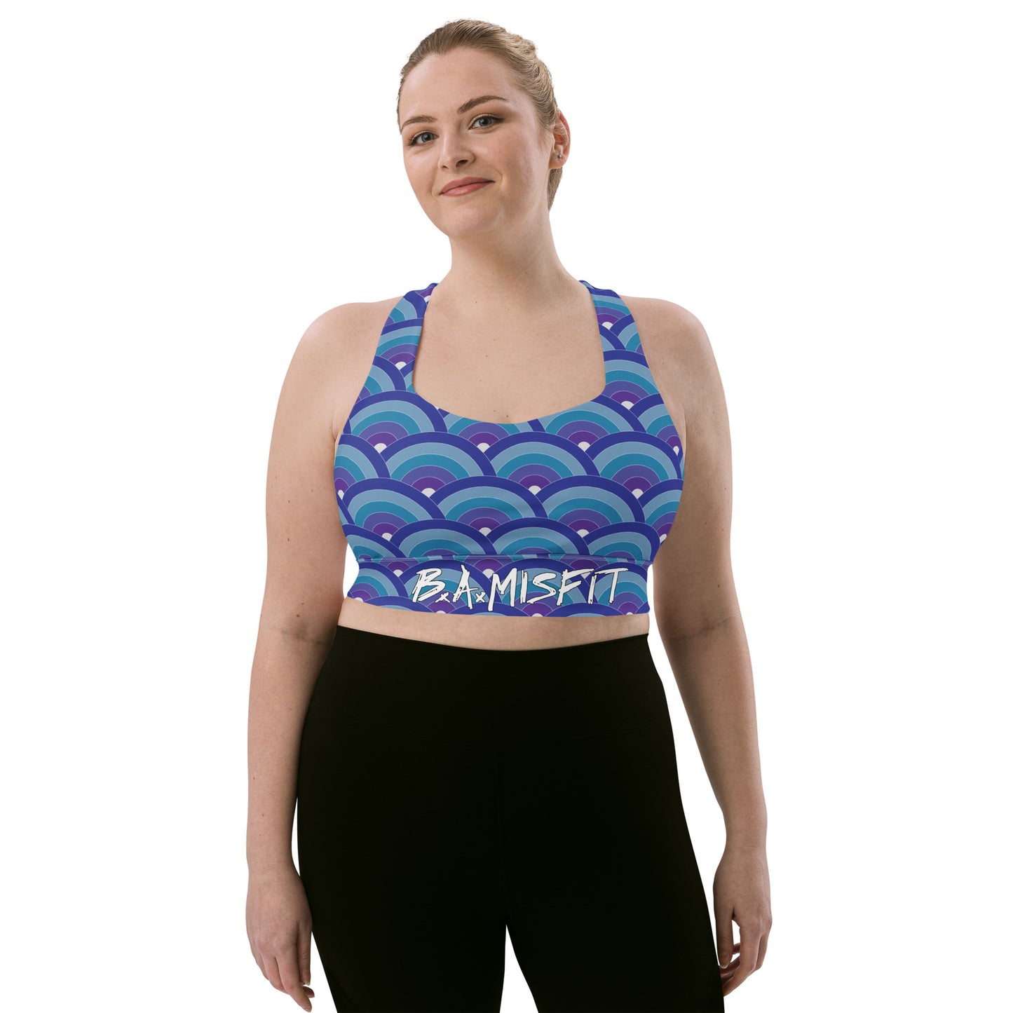 Purple & Blue Japanese Waves Longline sports bra