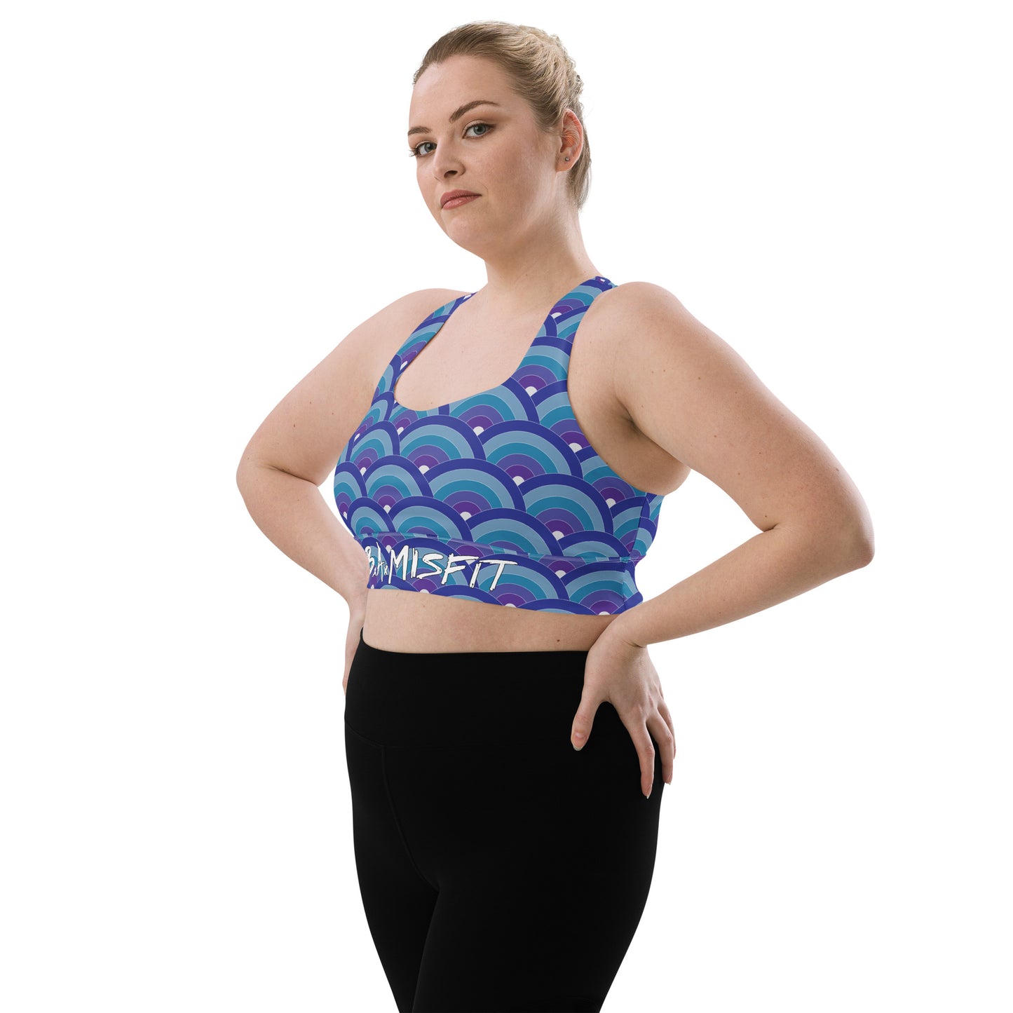 Purple & Blue Japanese Waves Longline sports bra