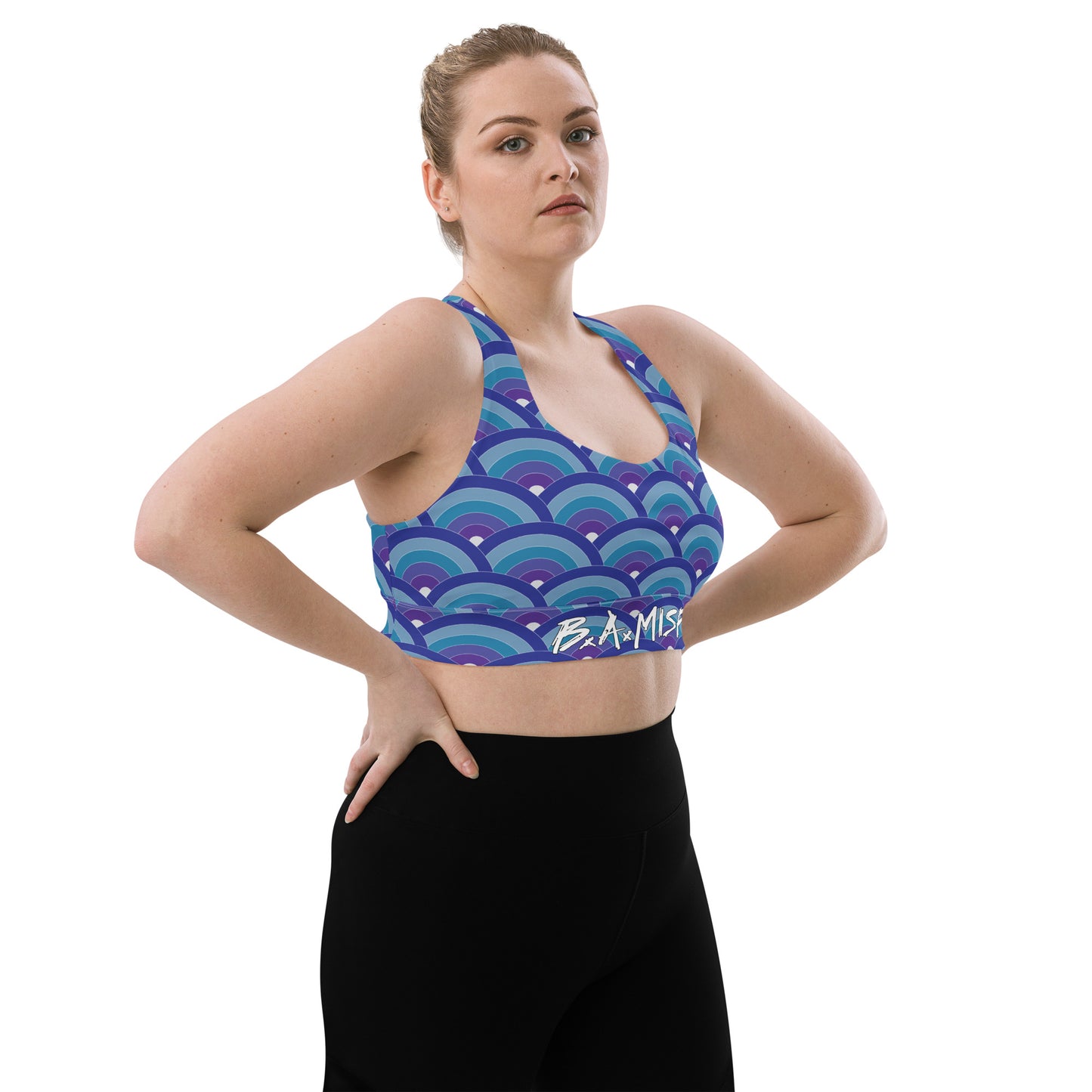 Purple & Blue Japanese Waves Longline sports bra