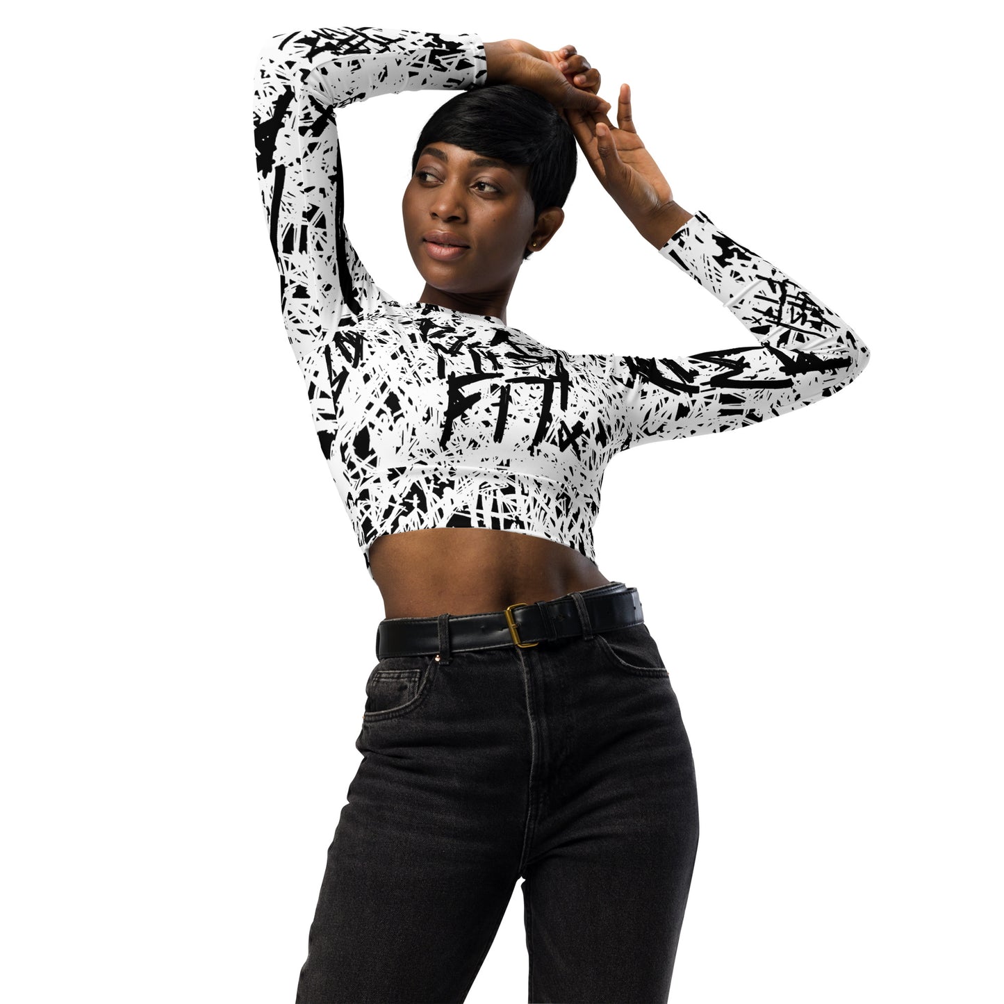 B.A.Misfit Logo Recycled long-sleeve crop top