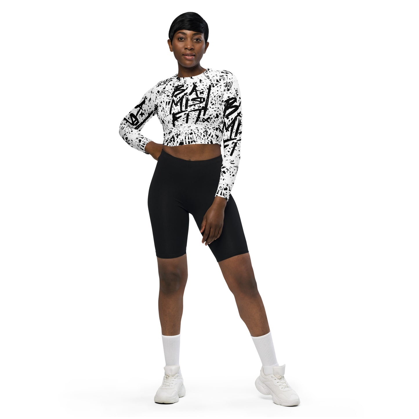 B.A.Misfit Logo Recycled long-sleeve crop top