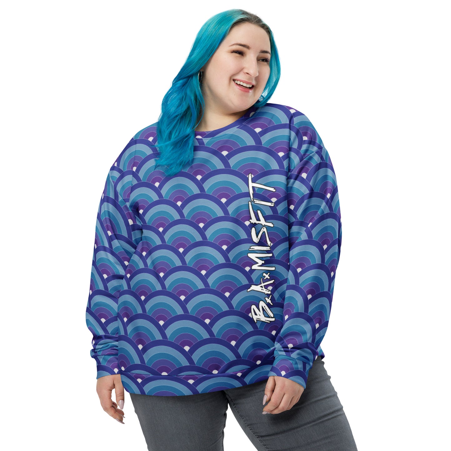 Purple & Blue Japanese Waves Unisex Sweatshirt