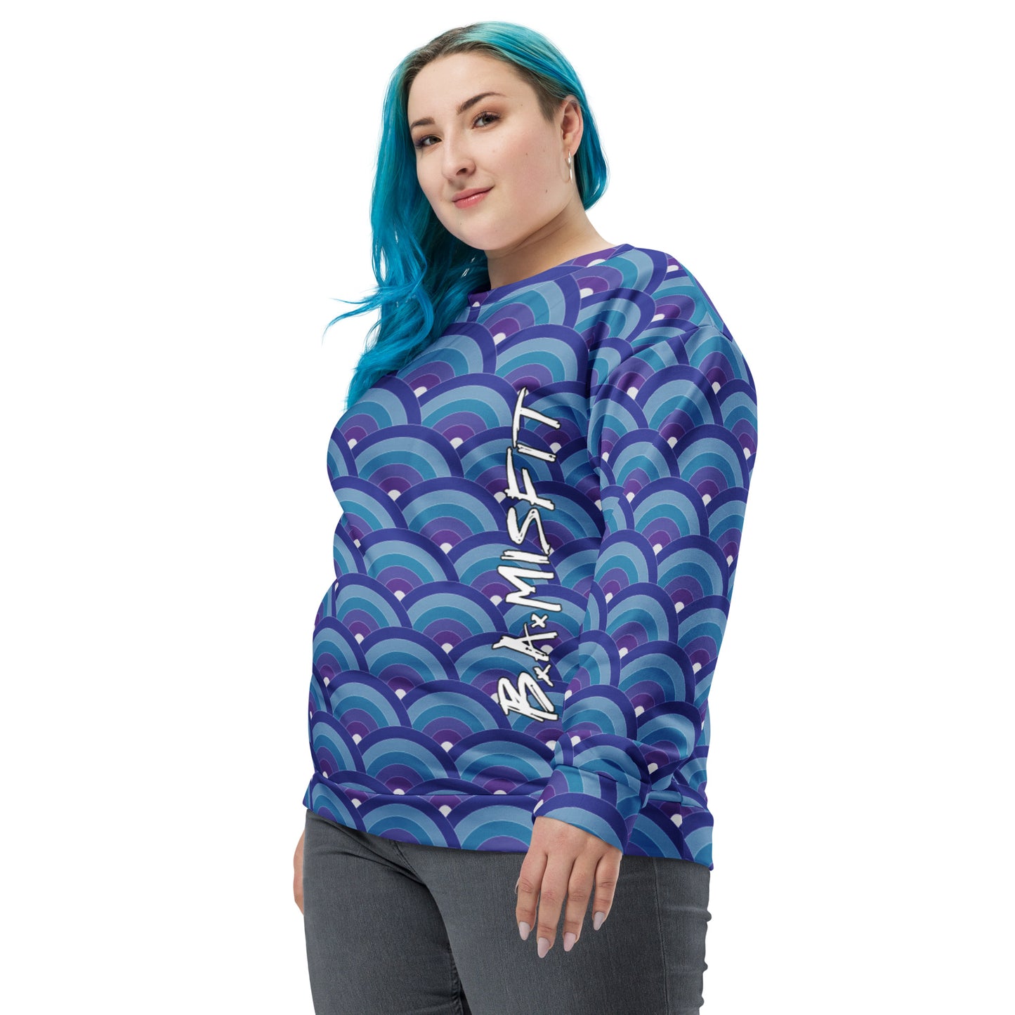 Purple & Blue Japanese Waves Unisex Sweatshirt